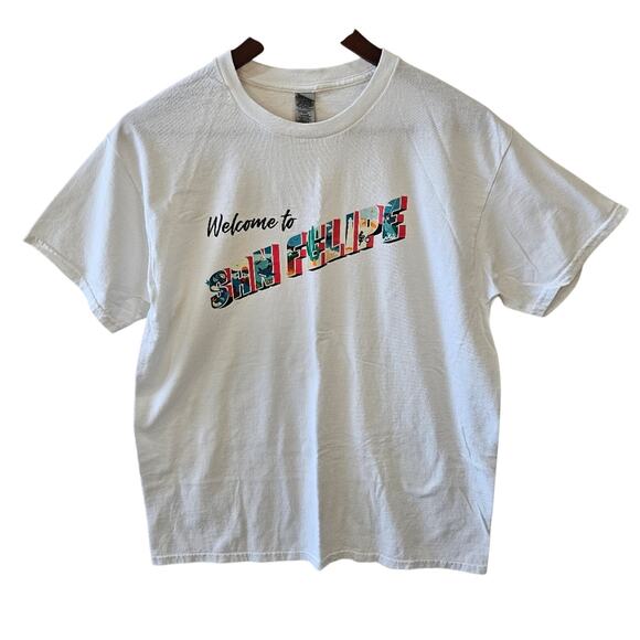 San Felipe Mexico Travel Tourist Souvenir Short Sleeve White Shirt Large - Picture 1 of 6